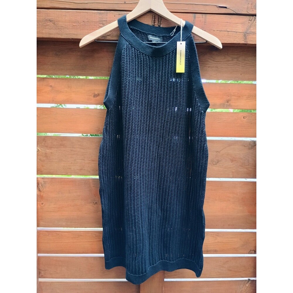 Summersalt Crochet High Neck Swim Cover Up / Dress Size Medium Black - Picture 3 of 6